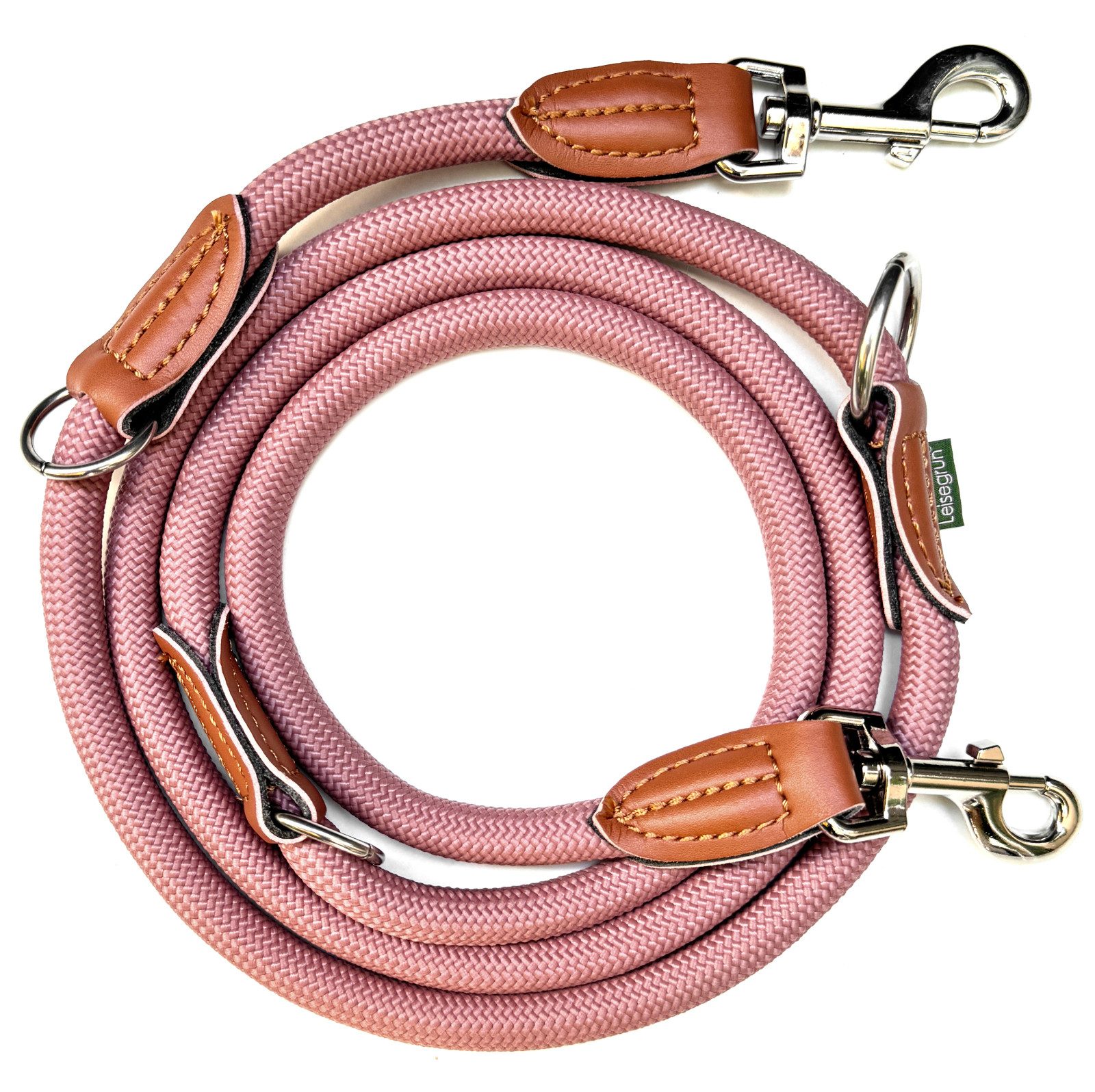 Leisegrün Hundeleine für große Hunde, 2m, 3-fach verstellbar, Nylon, Doppelleine für 2 Hunde, Führleine, Freihandleine, Kurzführer