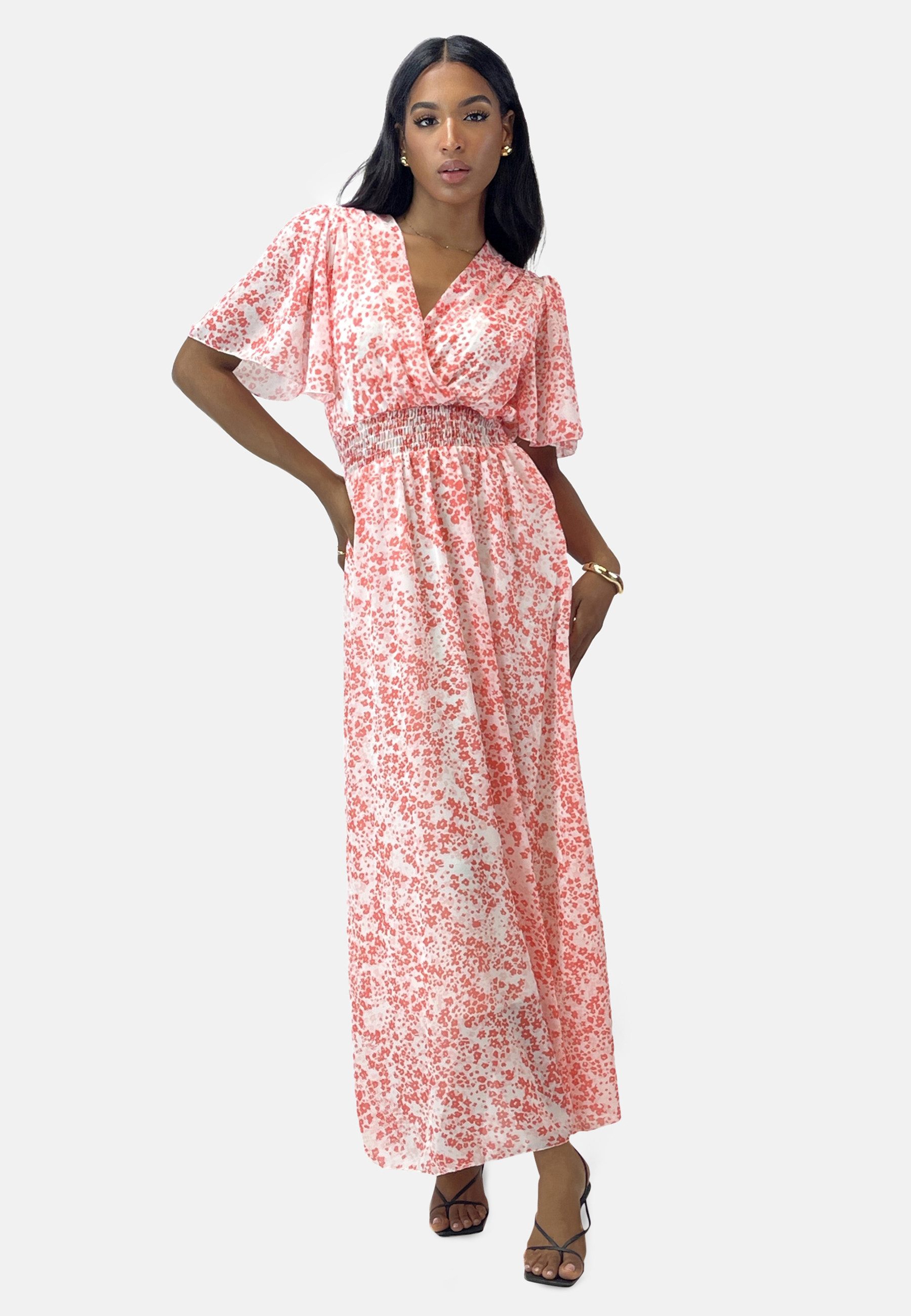 Elara Maxikleid Sommer-Maxikleid mit V-Ausschnitt (1-tlg)