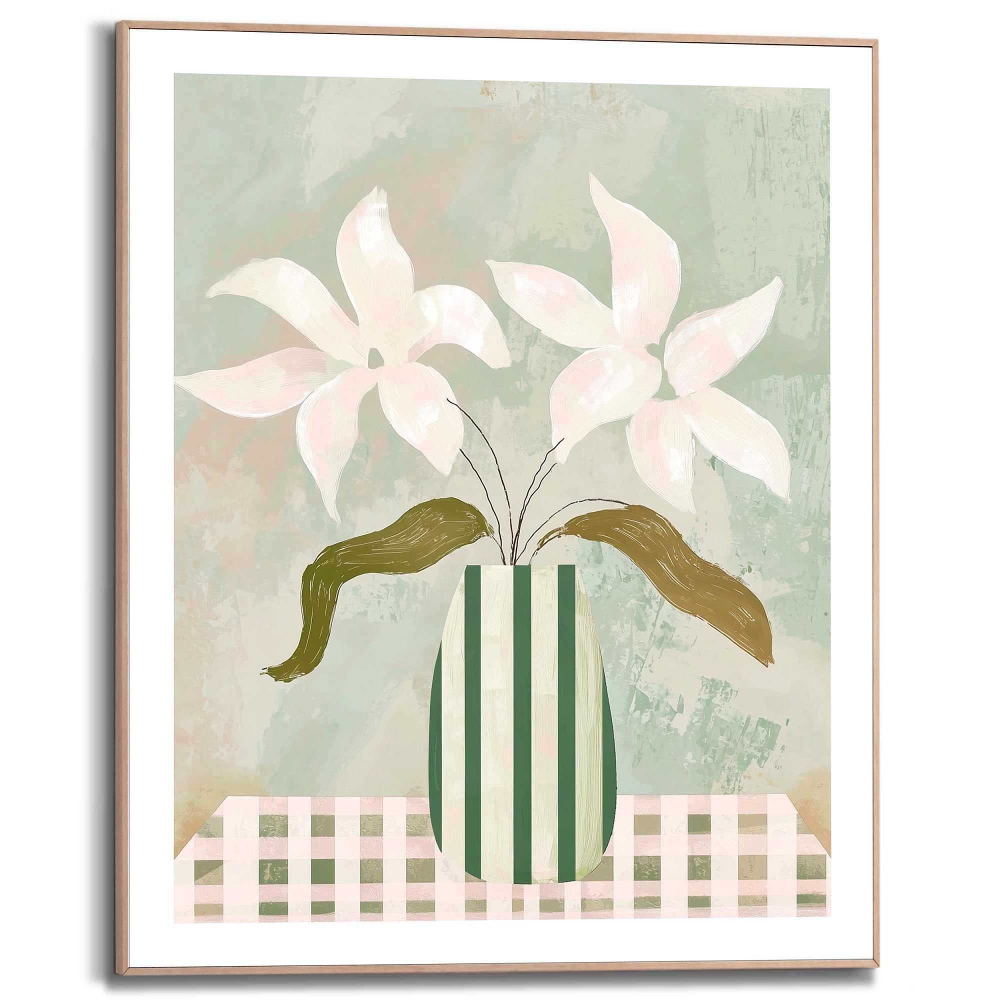 Reinders! Poster Abstract Table Flowers, Wohnzimmer - Blumen - Vase - Grün - MDF - Blumen und Pflanzen