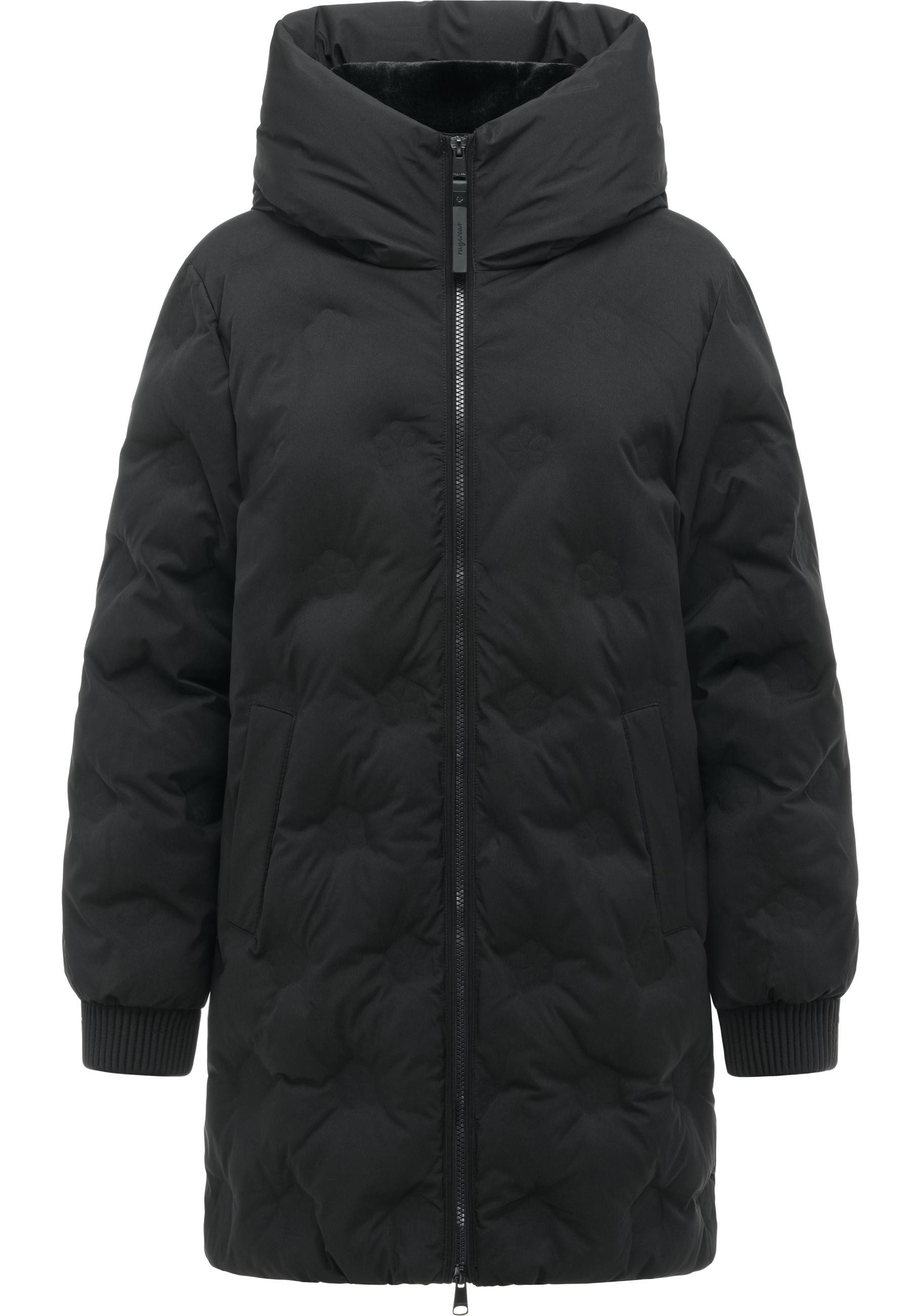 Ragwear Kurzmantel Noxie Embossed Y Leichter Winter-Steppmantel mit Kapuze, wasserdicht