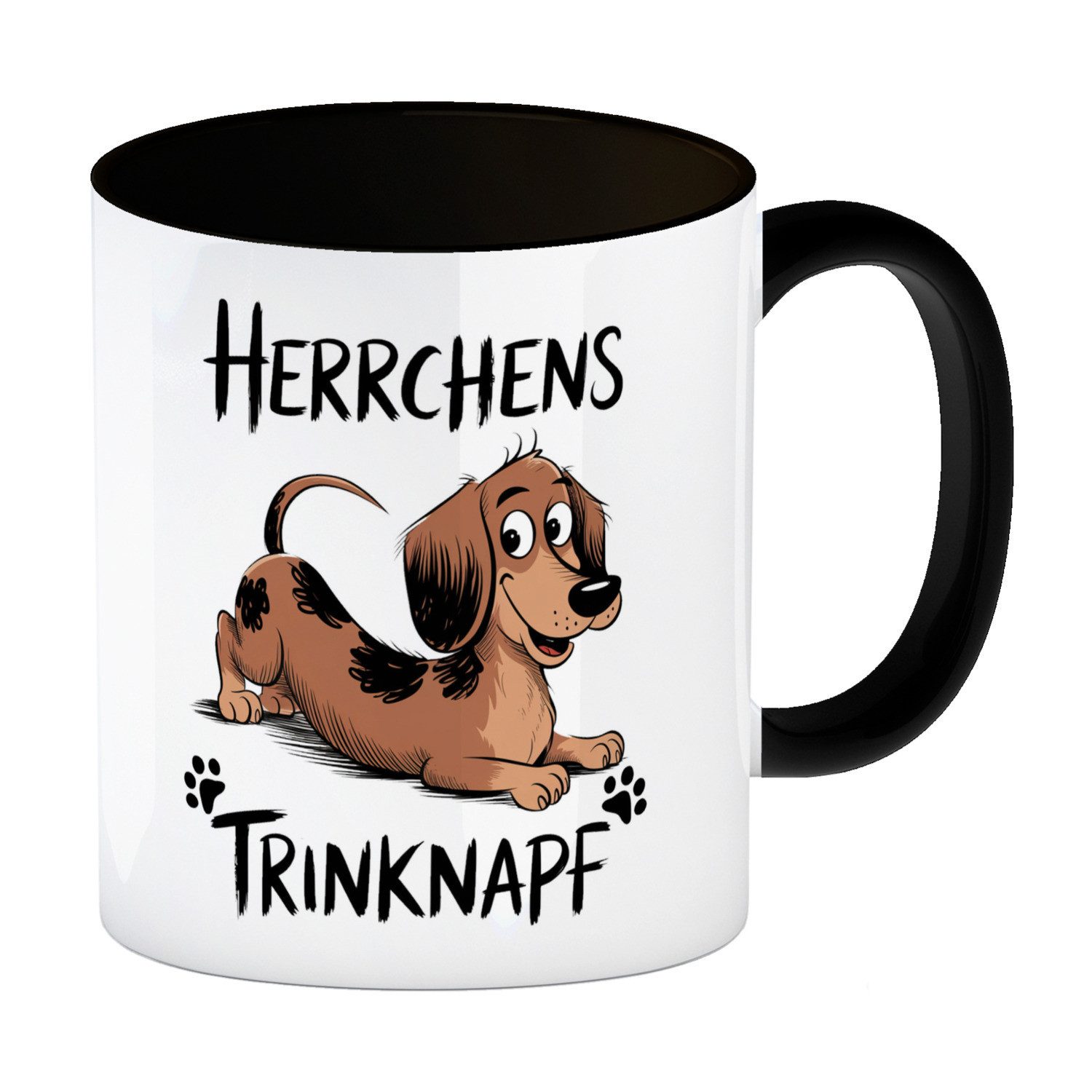 speecheese Tasse Dackel Cartoon Herrchens Trinknapf Kaffeebecher in schwarz