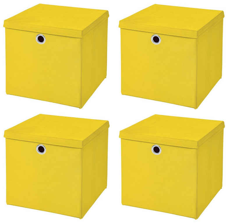StickandShine Faltbox »4 Stück Faltboxen 28 x 28 x 28 cm faltbar mit Deckel Aufbewahrungsbox in verschiedenen Farben (4er SET 28x28x28) 28cm«