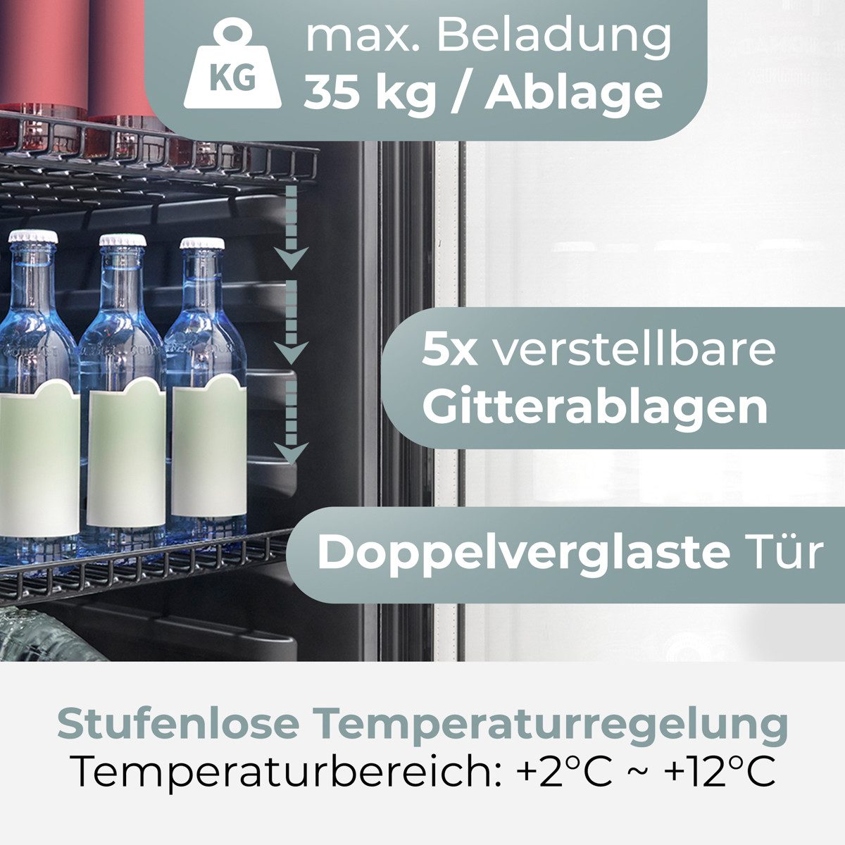 BOMANN Getränkekühlschrank KSG 7292, 143 cm hoch, 55 cm breit, MultiAirflow-System, Energieklasse C, 143cm