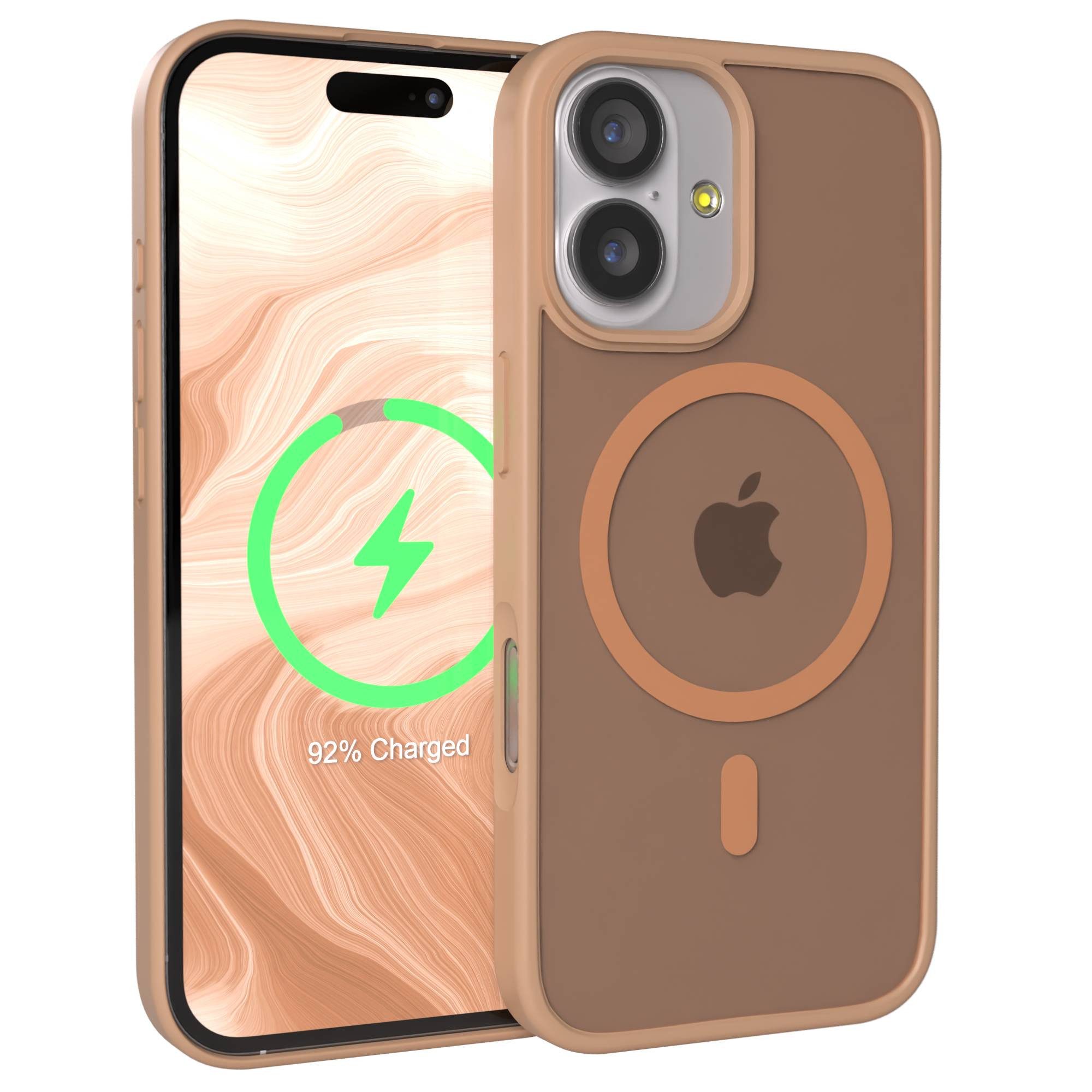 EAZY CASE Handyhülle Outdoor Case MagSafe für Apple iPhone 17 6,3 Zoll, MagSafe Outdoor Case aus Silikon Handyhülle kratzfest Braun