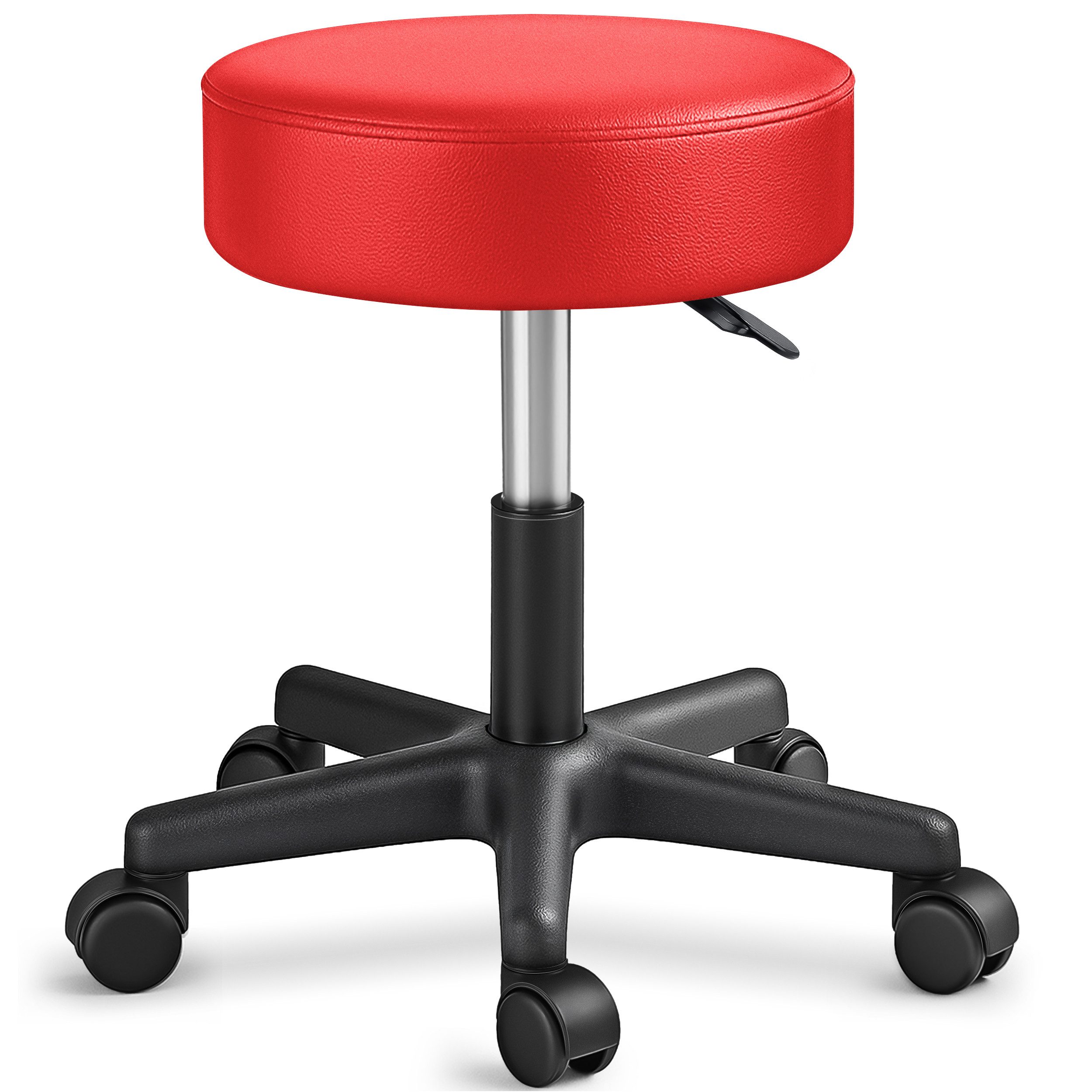 TRESKO Drehhocker Rollhocker höhenverstellbar, 10 cm Dicke Polsterung, Arbeitshocker Hocker 360° drehbar