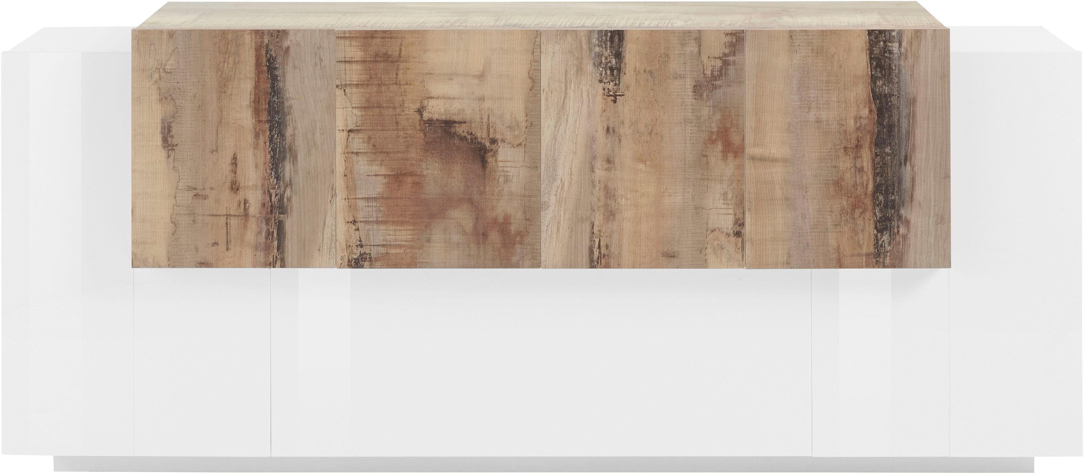 Home affaire Sideboard Coro, Kommode, Schrank, Kredenz, grifflos mit Einlegeböden, 1 Klappe, 6 Türen, Doppeltiefe, B/T/H 200x86x45cm