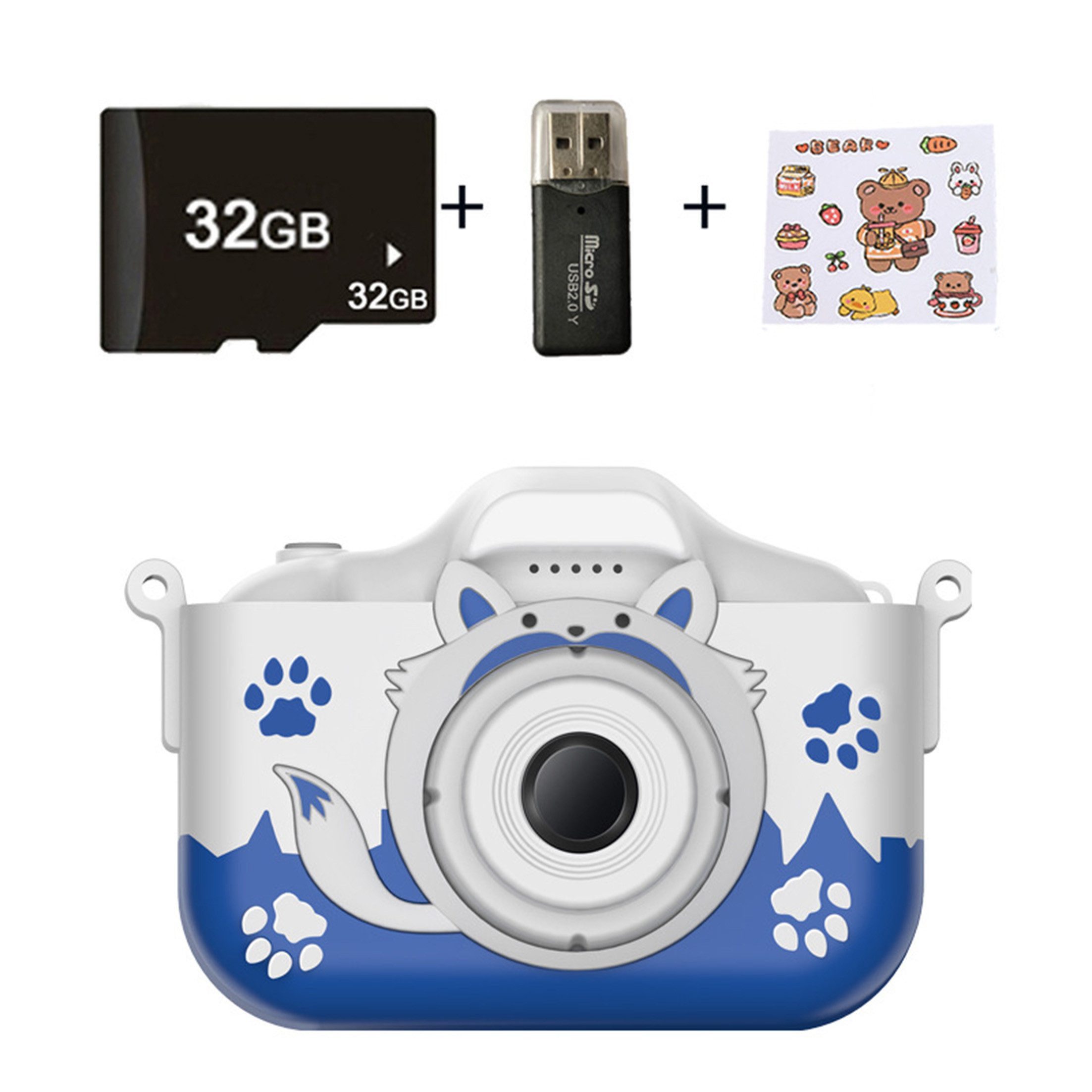 KINSI Kinderkamera HD 1080P - Niedliche Tier-Kamera für Kinder Kinderkamera (lustige Filter & Sticker für kreative Fotos)