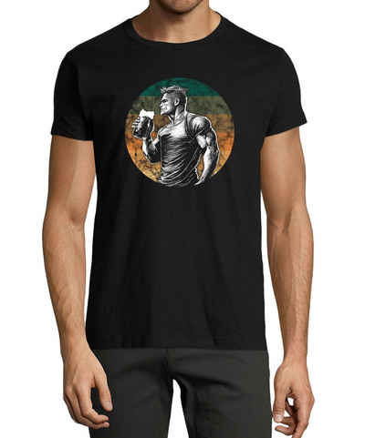 MyDesign24 T-Shirt Herren Print Shirt - Muskulöser Mann mit einem Mass Bier Baumwollshirt mit Aufdruck Regular Fit, i298