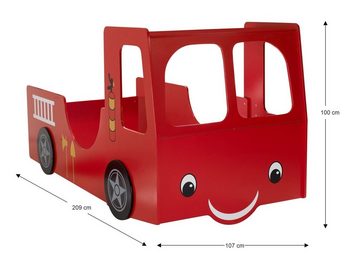 Begabino Kinderbett HEAT, 90 x 200 cm, Rot, Feuerwehrauto