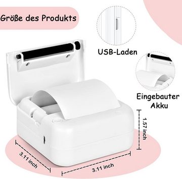HYTIREBY Mini-Taschenaufkleber-Drucker, Bluetooth Wireless Portable Mobile WLAN-Drucker