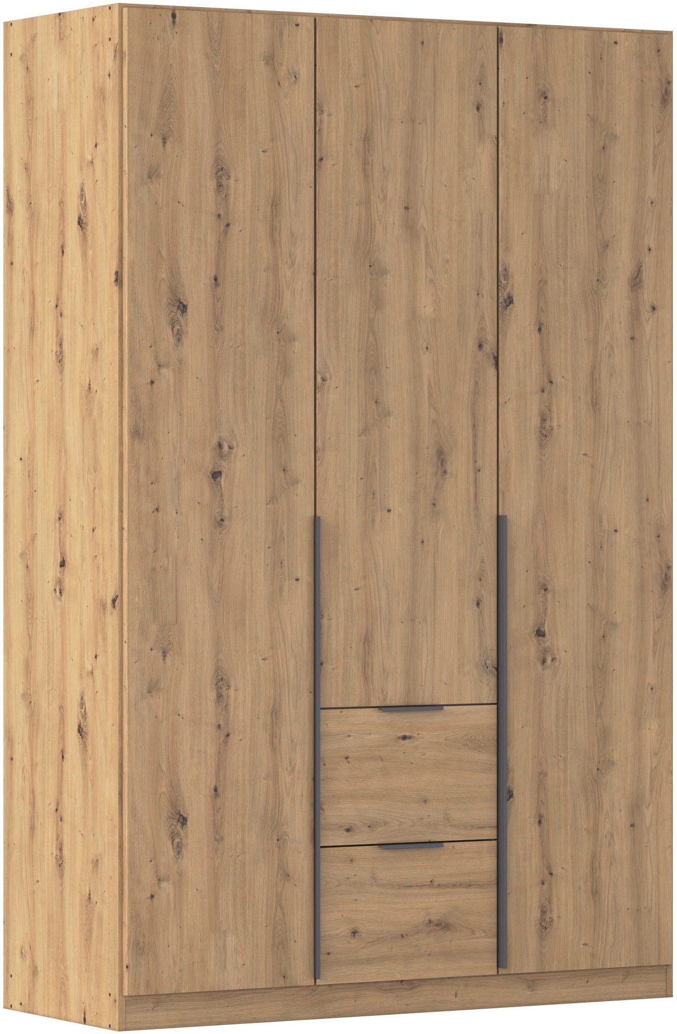 OTTO home Drehtürenschrank Kleiderschrank Schrank Garderobe AGORDO mit Dekor- oder Hochglanzfront (in zwei Griff-Farben, Breite 136 cm) mit Außenschubkästen, Serie in 7 Breiten und 2 Höhen MADE IN GERMANY