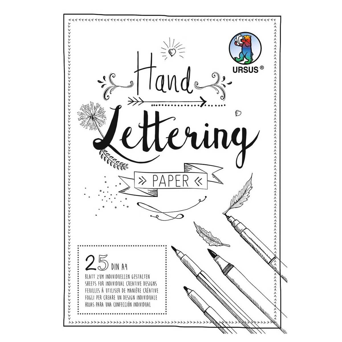 Ursus - Ludwig Bähr Bastelkartonpapier URSUS Handlettering Paper weiß DIN A4
