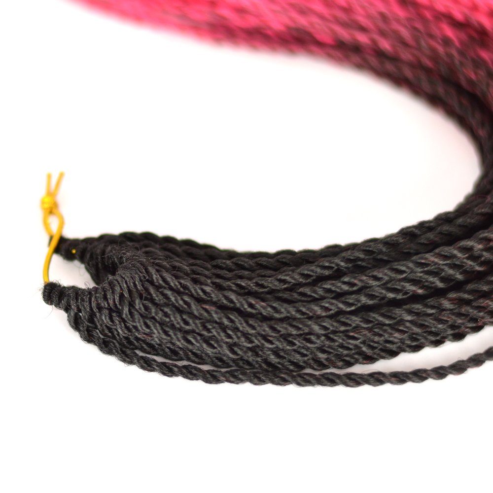 MyBraids YOUR BRAIDS! Kunsthaar-Extension Senegalese Zöpfe 1-SY Twist Schwarz-Pink Pack Crochet Braids 3er Ombre
