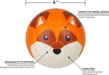 SOTOR Fußball 15 cm großer Mini-Fußball, niedliches Tier-Design (weicher Schaumstoffball für Kinder), weich und federnd, perfekte Größe für Kinder zum Spielen