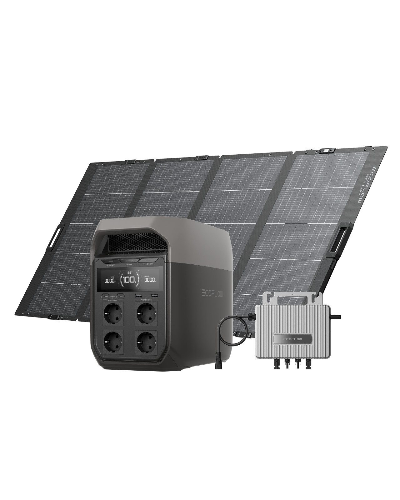 Ecoflow Balkonkraftwerk EcoFlow Delta 3 Plus Powerstation mit STREAM Mikrowechselrichter, (1 024 Wh Solargenerator, LiFePO4-Batterie, 1800W (3600W Spitze) Solargenerator), für Notstromversorgung, Camping