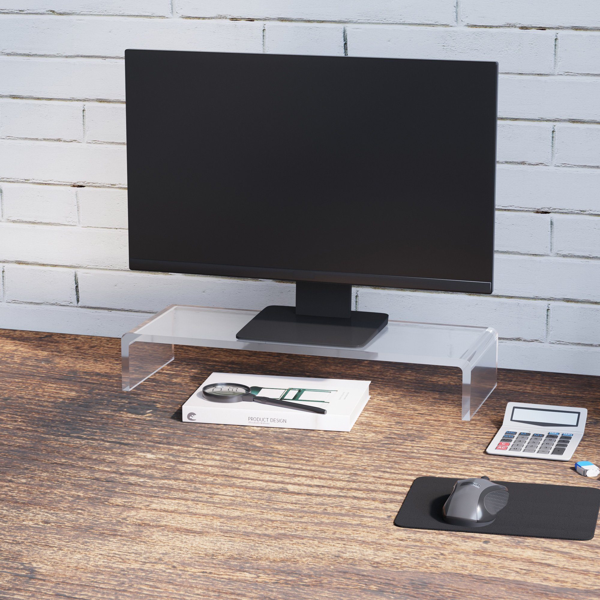 HOMCOM Monitor-Halterung Monitorständer, (Set, 1-tlg., Monitorständer, Monitorständer Bildschirmständer für Laptop PC Acryl Transparent)