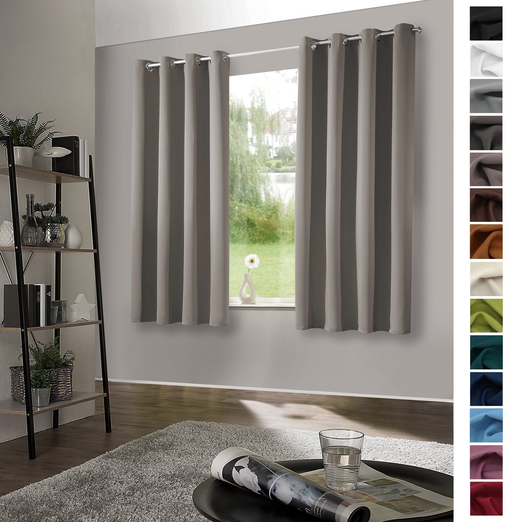 KS Handel Thermogardine Verdunkelnd - 140x175cm Dunkelgrau