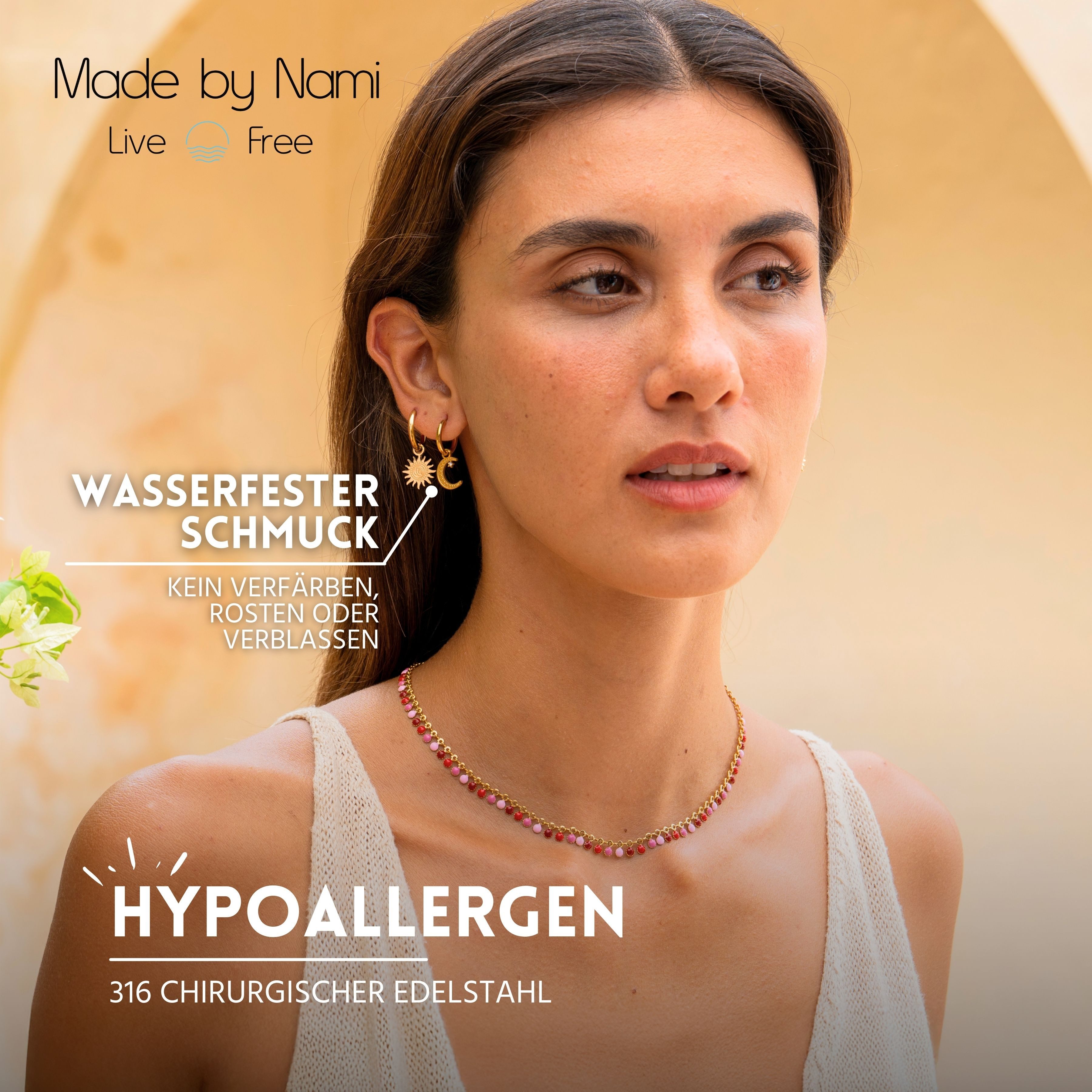 Made by Nami Ohrring-Set Gold Hängend mit Sonne & Mond Anhänger aus Chirugi günstig online kaufen