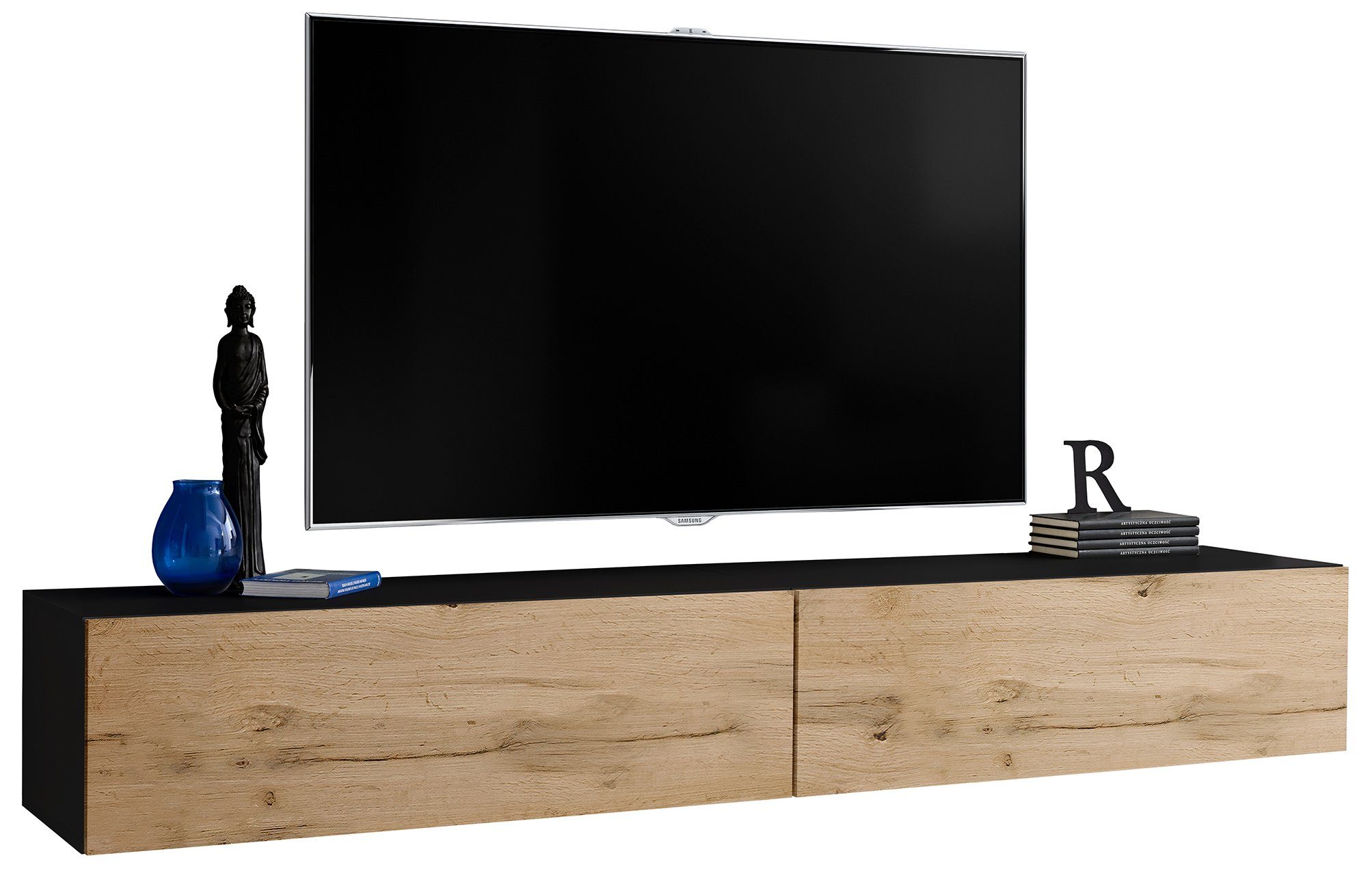 99rooms Lowboard Teka XX (TV-Kommode, TV-Schrank, Fernsehschrank), 2xLowboard, mit 4 Fächer, mit Push-to-Open, Modern Design, aus Holzwerkstoff, viel Stauraum, für Wohnzimmer, variabel hängbar