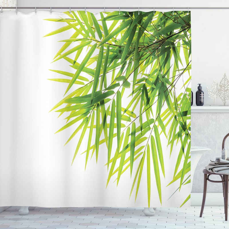 Abakuhaus Duschvorhang »Moderner Digitaldruck mit 12 Haken auf Stoff Wasser Resistent« Breite 175 cm, Höhe 180 cm, Grün Bambusblatt-Frieden