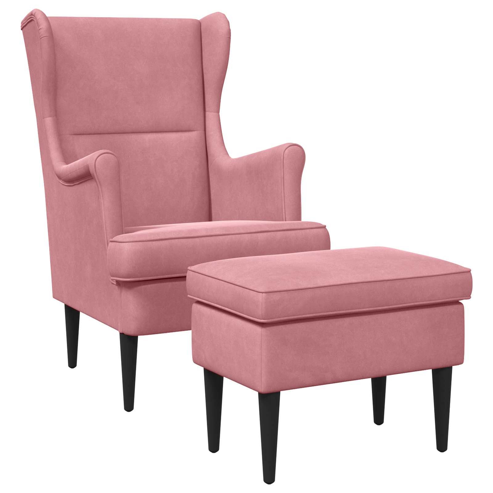 vidaXL Gartenlounge-Set Sessel mit Fußhocker 2 stk. Rosa Samt, (2-tlg)