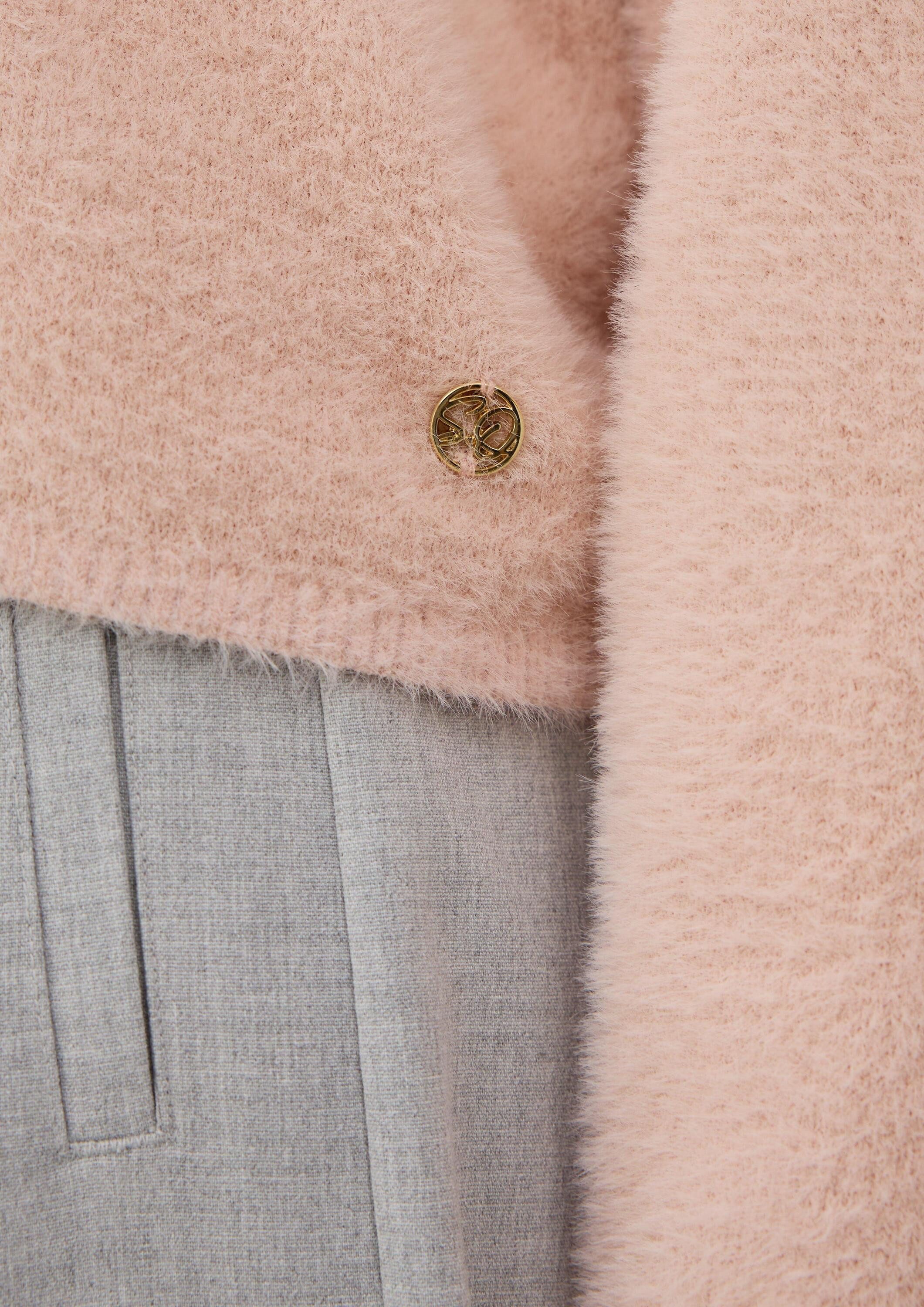 s.Oliver Longpullover Strickpullover Flauschiger Pullover mit U-Boot-Ausschnitt