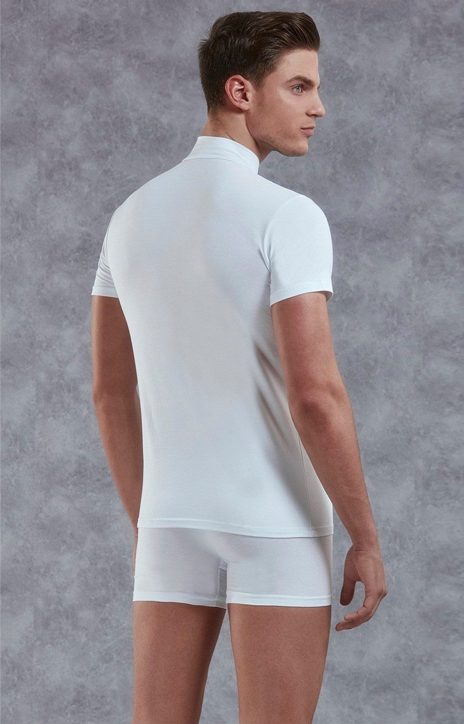 DOREANSE T-Shirt Herren Slim Fit T-Shirt mit Stehkragen 2730 günstig online kaufen