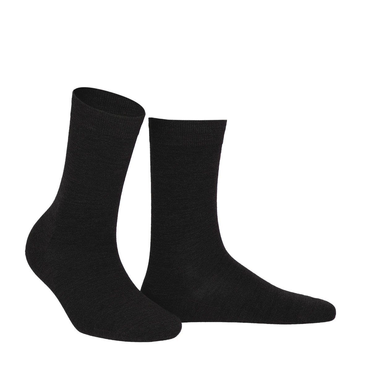 für Wolle Wilox Langsocken Viskoze Schwarz (1-Paar) Damen EXLUSIVE Buchenholz aus und