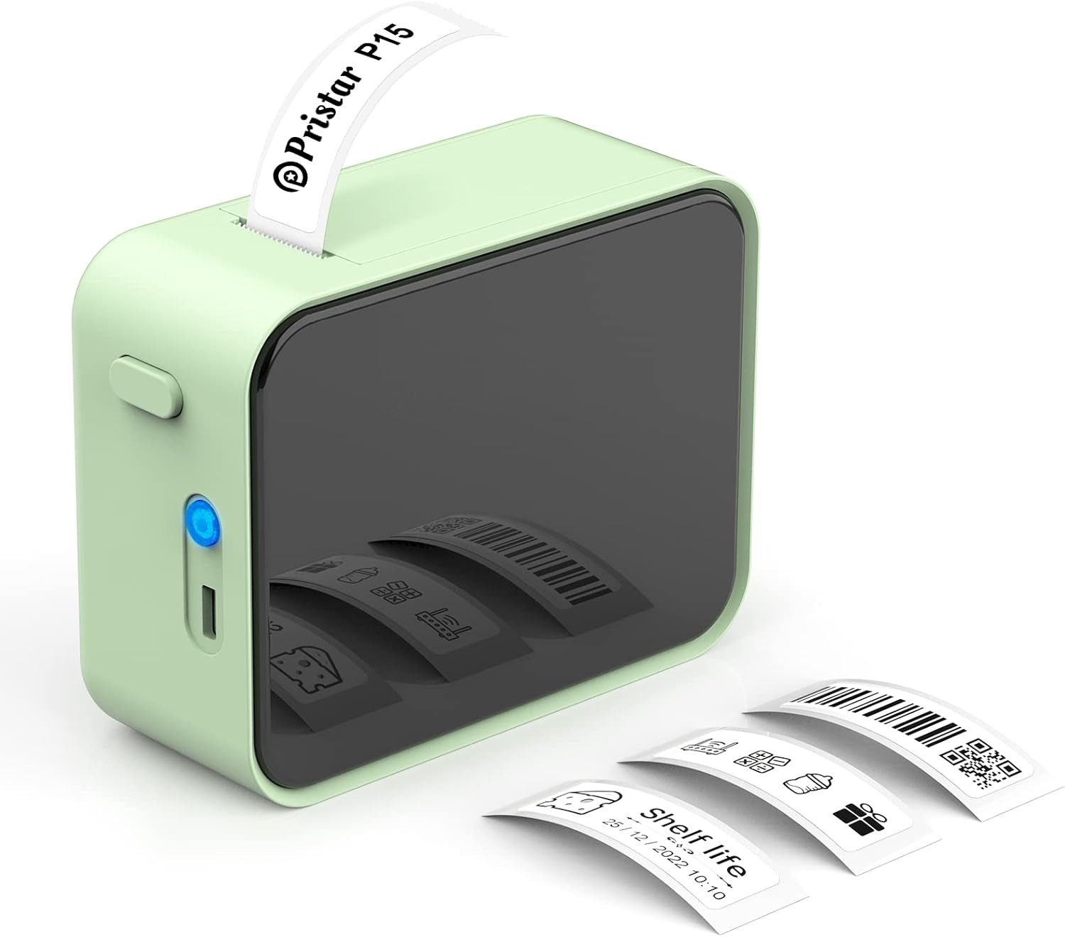 Coonoor Bluetooth-Etikettendrucker, Tintefreie Etikettendruck, APP-Verbindung Etikettendrucker, (P15 Beschriftungsgerät Selbstklebend, für Zuhause, Büro, Schule)
