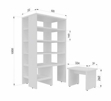 Platan Room Schuhschrank RB60 Schuhregal mit Sitz, 100x60x35 cm Schuhablage mit 6 Ebenen