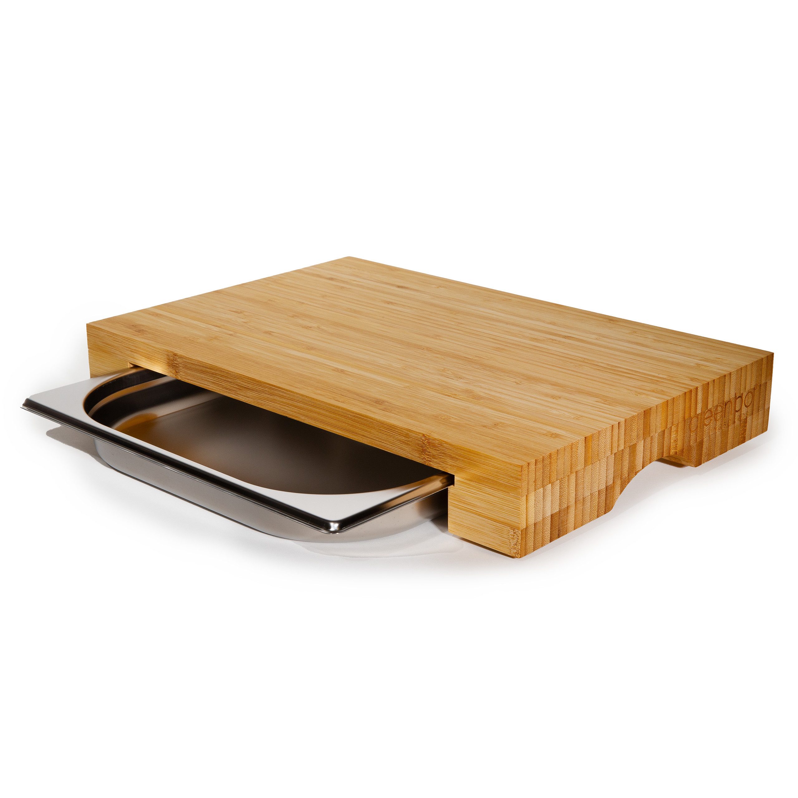Schneidebrett mit Auffangschale - Profi Holz Schneidbrett Bambus - 43 x 29 x 7 cm