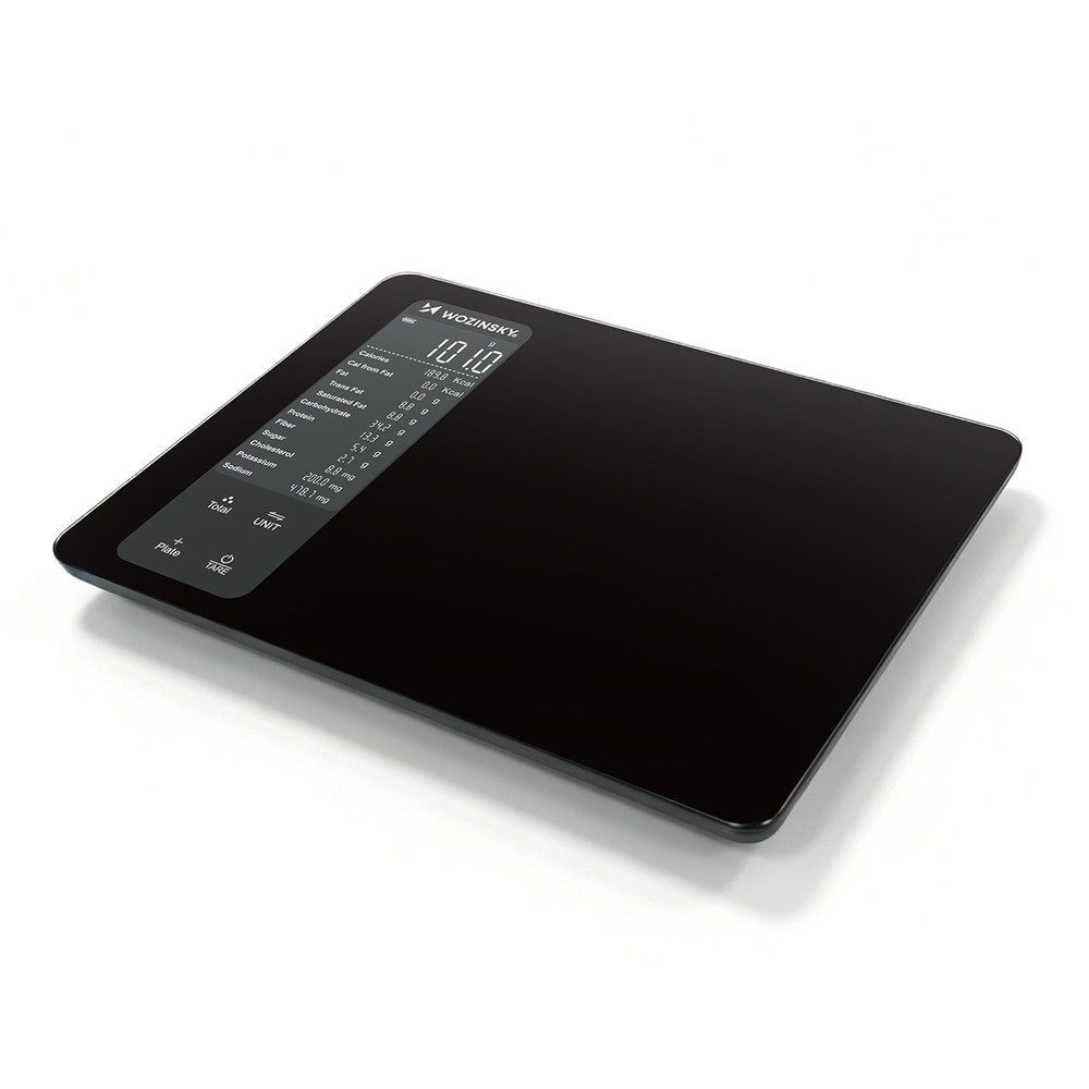 Wozinsky Küchenwaage Digitalwaage Nährwertwaage Lebensmittelwaage, (Spar-Set, 1-tlg., 22 x 16 x 2 cm flach), Bluetooth-App, Nährwertanzeige, 1 g genau, bis 10 kg