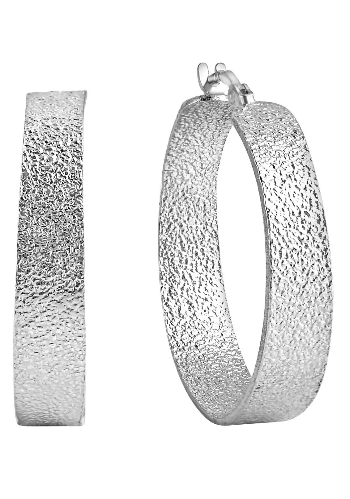 Paar Creolen Schmuck Geschenk Silber 925 Ohrschmuck strukruriert