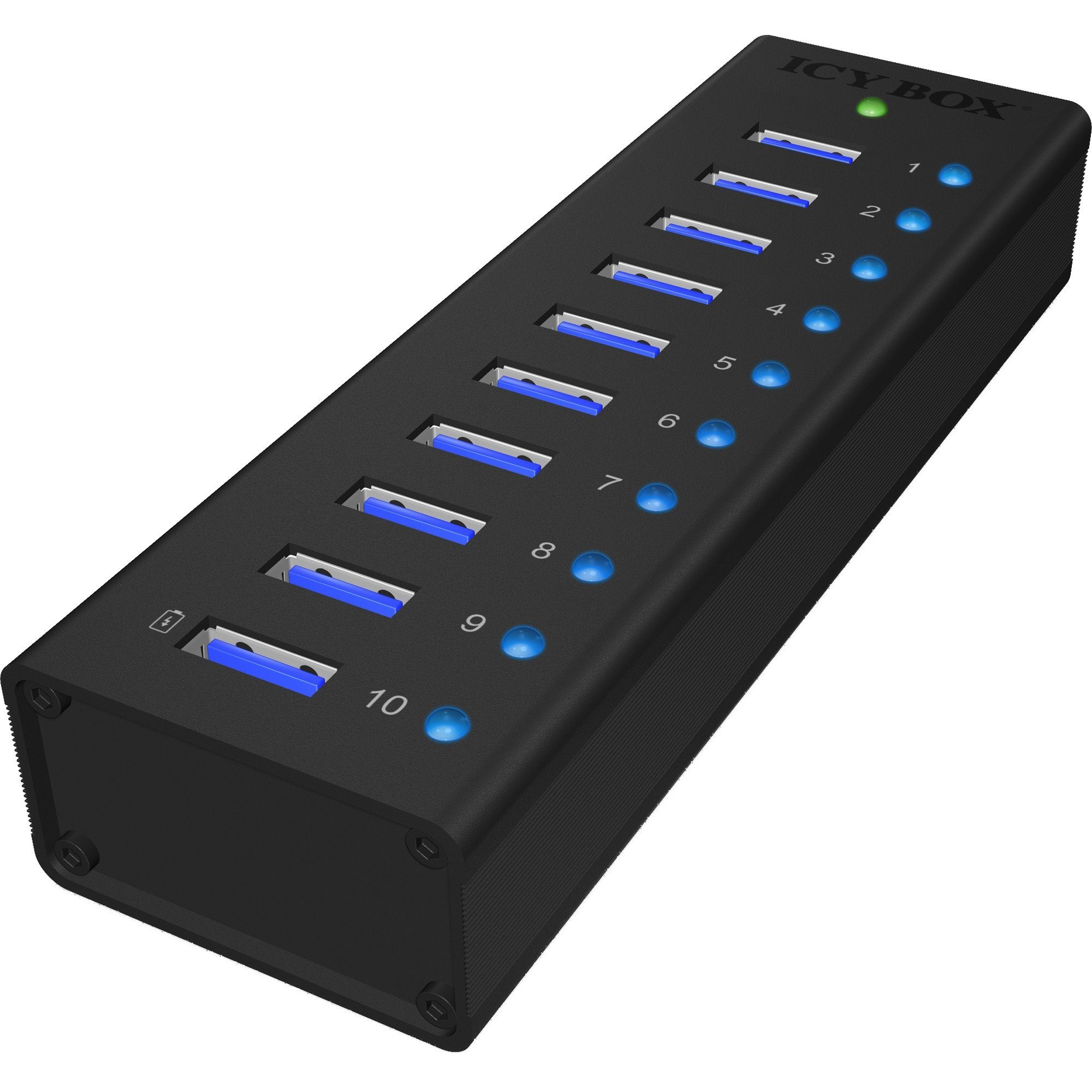ICY BOX IB-AC6110, USB-Hub, (10x USB 3.0, inkl. USB-Kabel