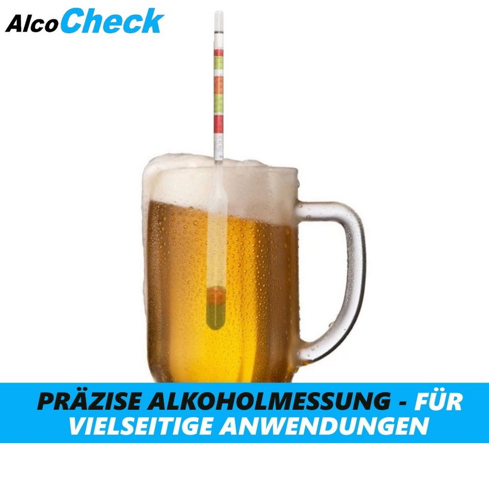 MAVURA Alkohol-Teststreifen AlcoCheck Alkoholmeter Alkoholmesser 0-96%  Spirtometer Refraktometer, Vinometer Alkohol Messgerät Aräometer Alkoholgehalt  messen