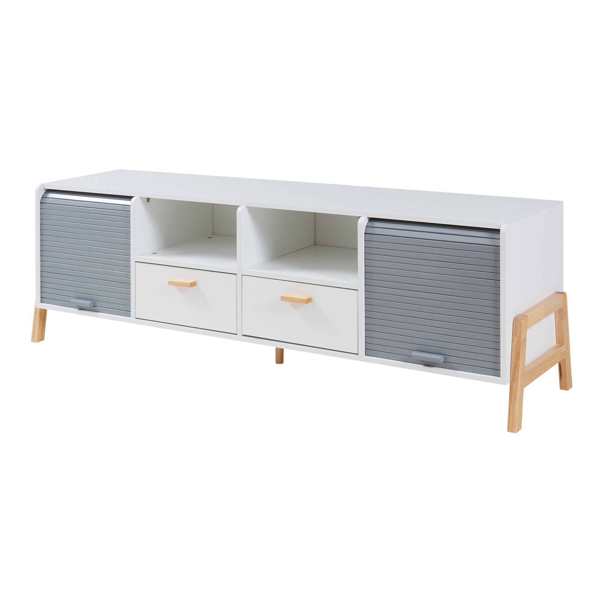 en.casa TV-Schrank »Kvaefjord« 160 x 40 x 52 cm Weiß/Grau