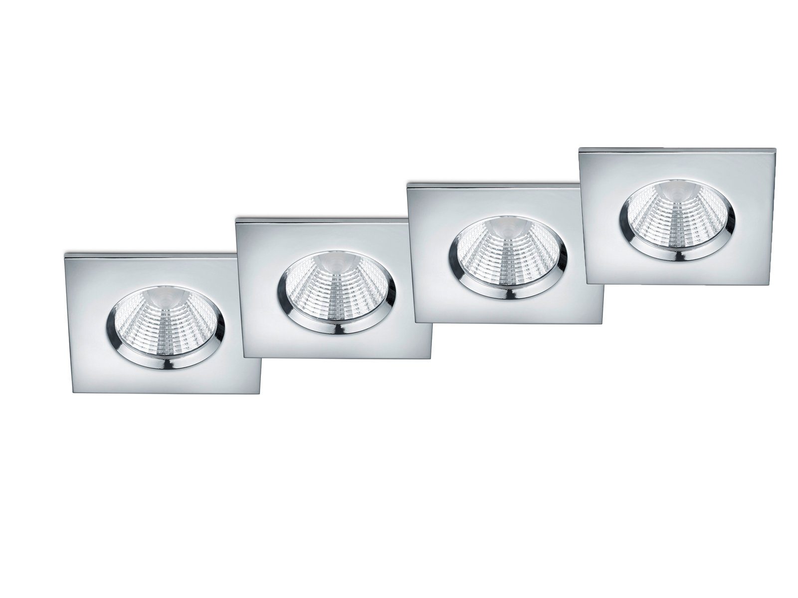 TRIO Leuchten LED Einbaustrahler, Dimmfunktion, LED fest integriert, Warmweiß, 4er-SET Deckeneinbauleuchte, Badlampe Decke Dusche Silber 8 …