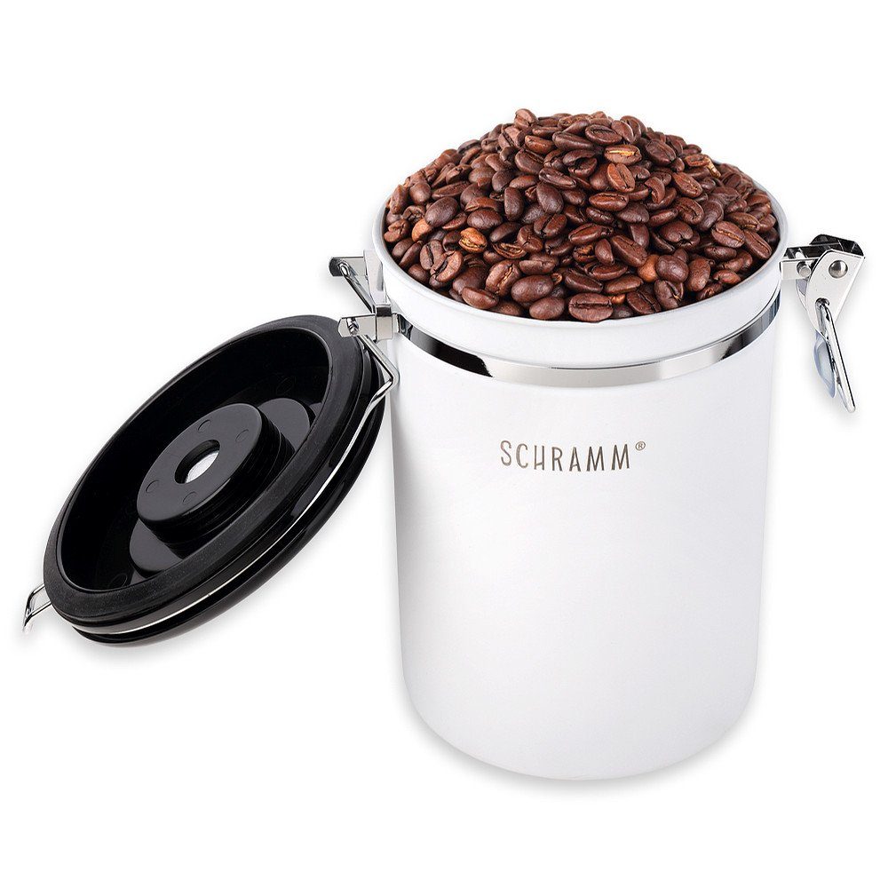 aus 1800 ml mit 19cm Kaffeebehälter Dosierlöffel 10 matt Schramm® Kaffeedosen in Schramm Kaffeedose Edelstahl Höhe: Farben Kaffeedose weiß