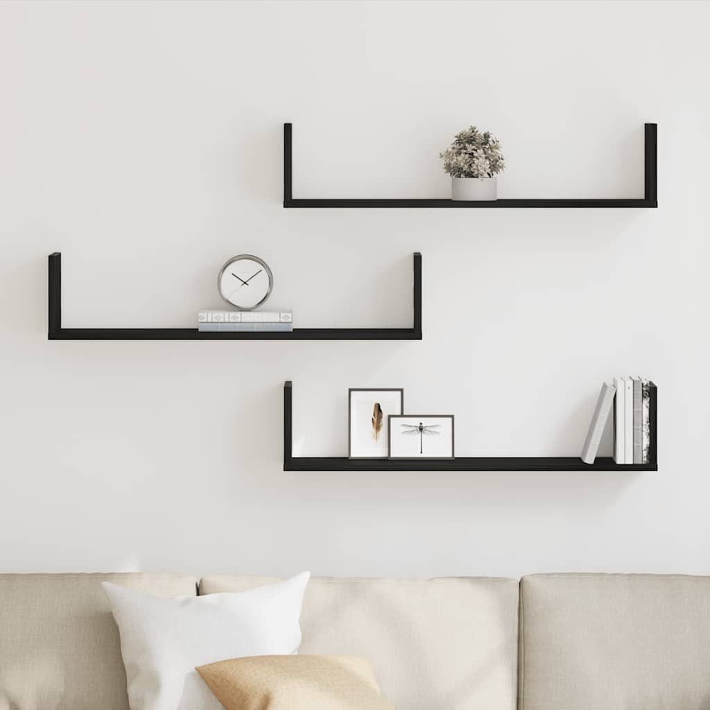 vidaXL Regal Wandregale 3 Stk. Schwarz Eichen-Optik 80x18x18cm Holzwerkstof günstig online kaufen