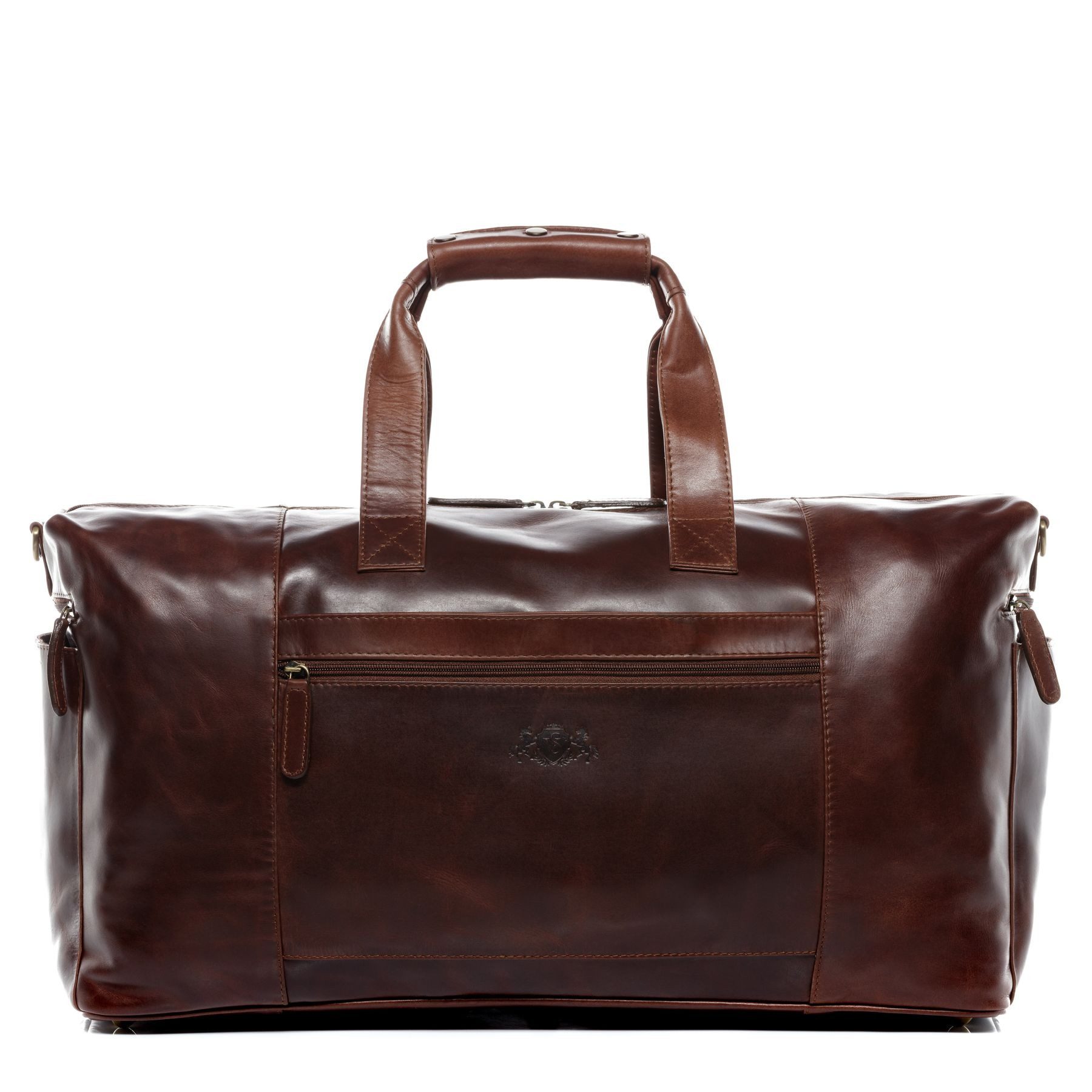 SID & VAIN Reisetasche echt Leder Weekender groß braun BRISTOL SIDE, Echtleder Reisegepäck für Damen & Herren, Sporttasche XL braun