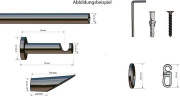 Gardinenstange Marbella, indeko, Ø 16 mm, 1-läufig, Fixmaß, verschraubt, Stahl, Komplett-Set inkl. Ringen und Montagematerial
