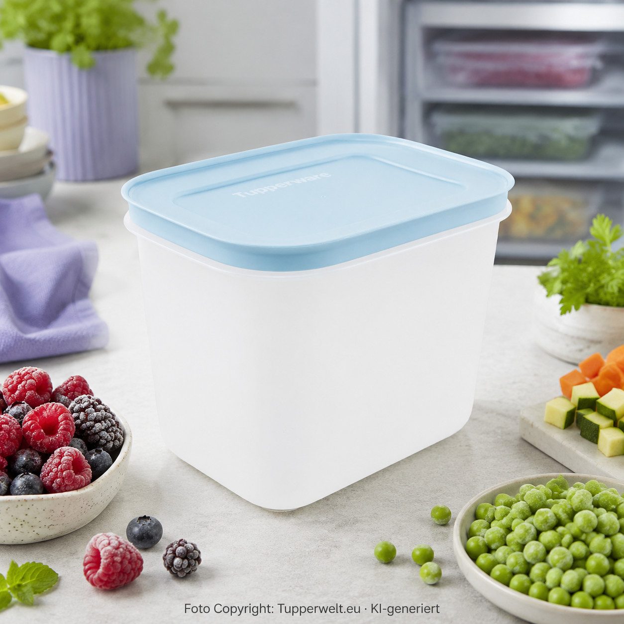 TUPPERWARE TUPPERWARE Gefrier-Behälter 1,1l Hellblau Eiskristall, Bonboniere, Schüttdose