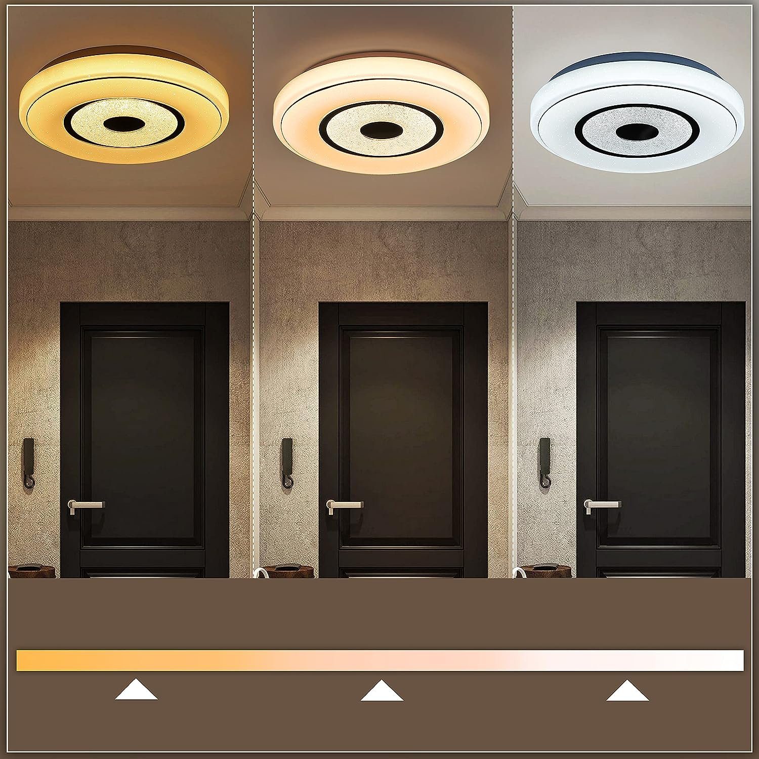 ZMH LED Deckenleuchte Sternenhimmel LED 18 W Ø30 cm CCT dimmbar mit Fernbedienung, LED fest integriert, Rund, Ø29×6cm, Sternenhimmel-Design – Bild 5 von 5