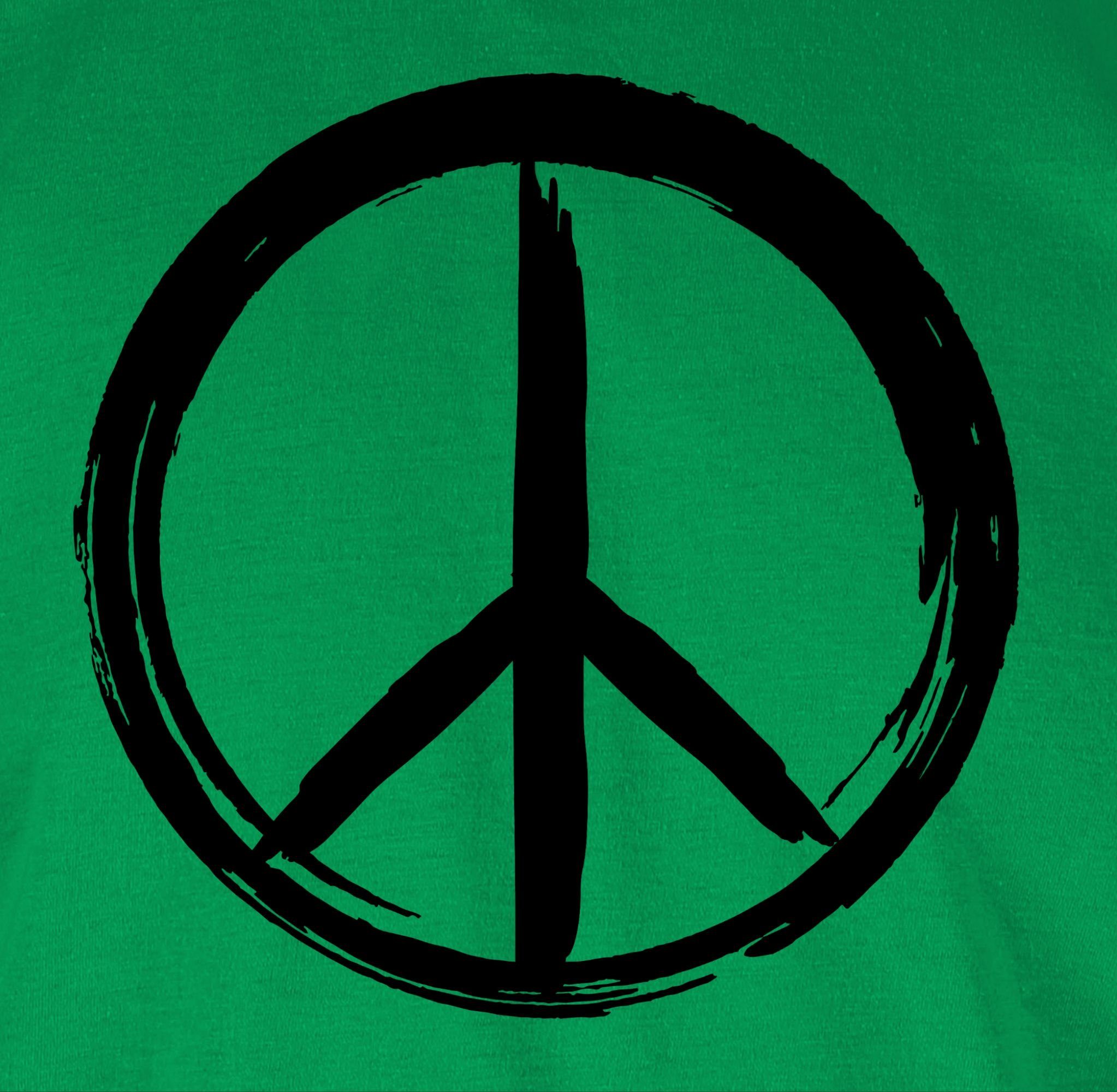 3 T-Shirt Peace schwarz Optik Shirtracer Zeichen Pinsel Grün Statement - Sprüche
