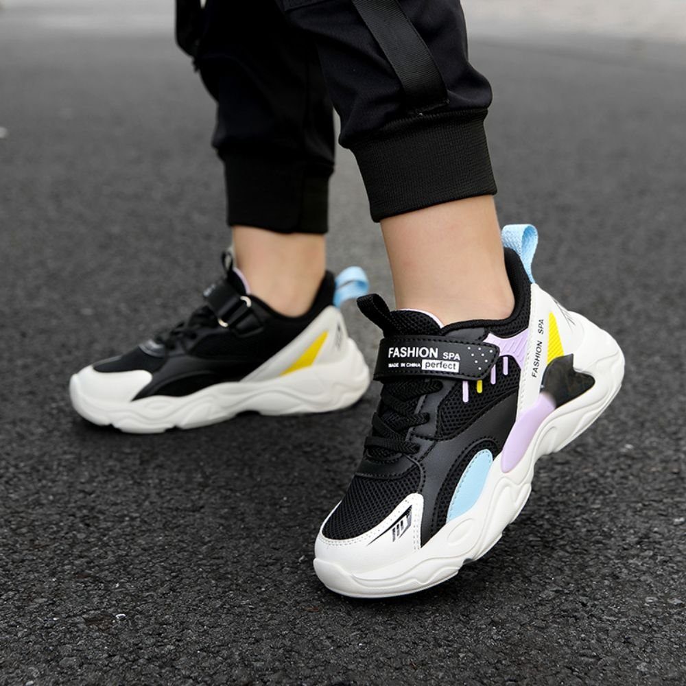 HUSKSWARE Sneaker (Dämpfung, Outdoor-Freizeitschuhe Fashion) atmungsaktiv, schwarz+lila Kinder-Sneaker