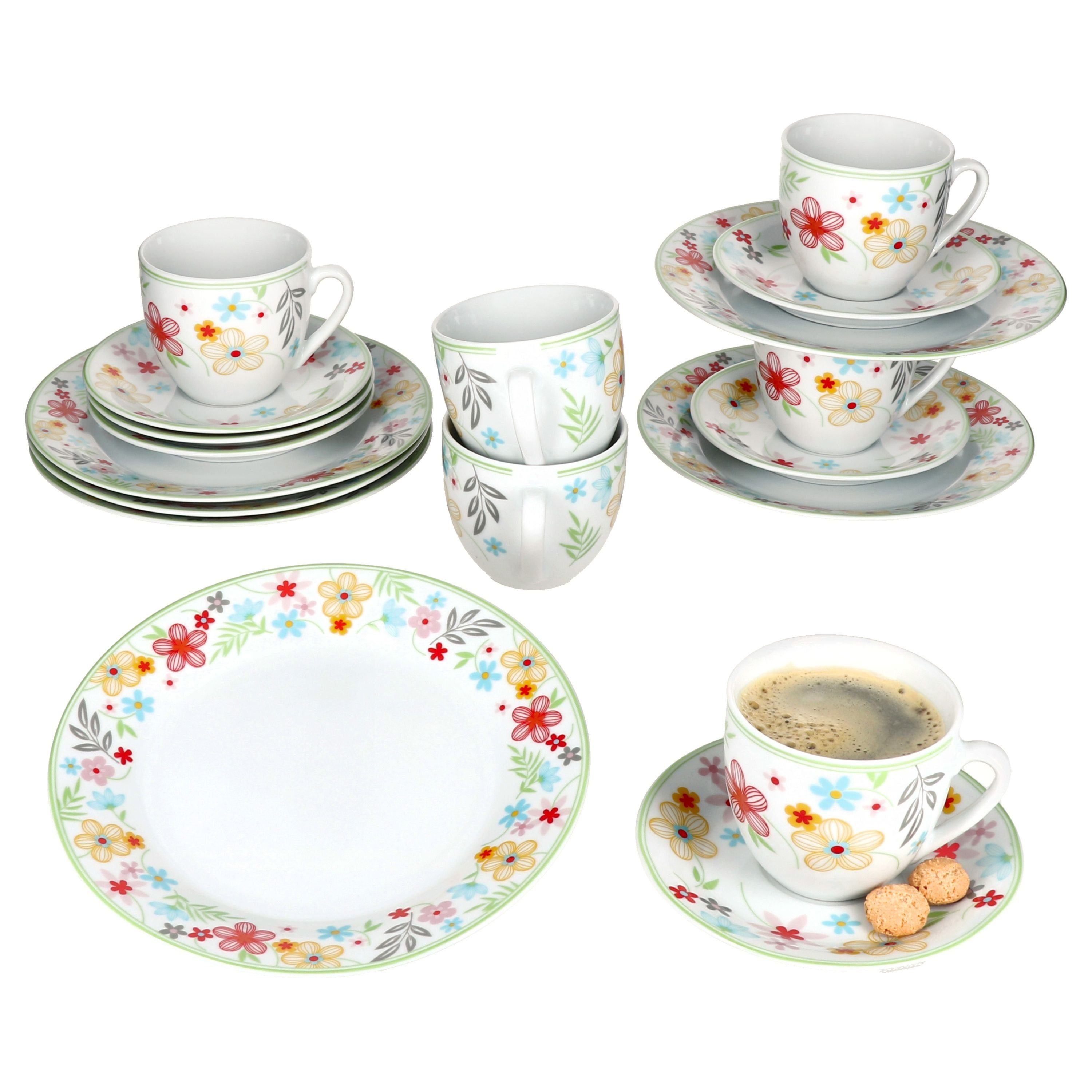 Kaffeeservice 18tlg Kaffeeservice Variant Blümchen Porzellan 6 Personen