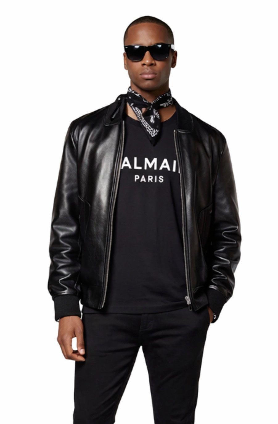 Balmain Paris T-Shirt Herren Flocked Tee Logo Straight Fit