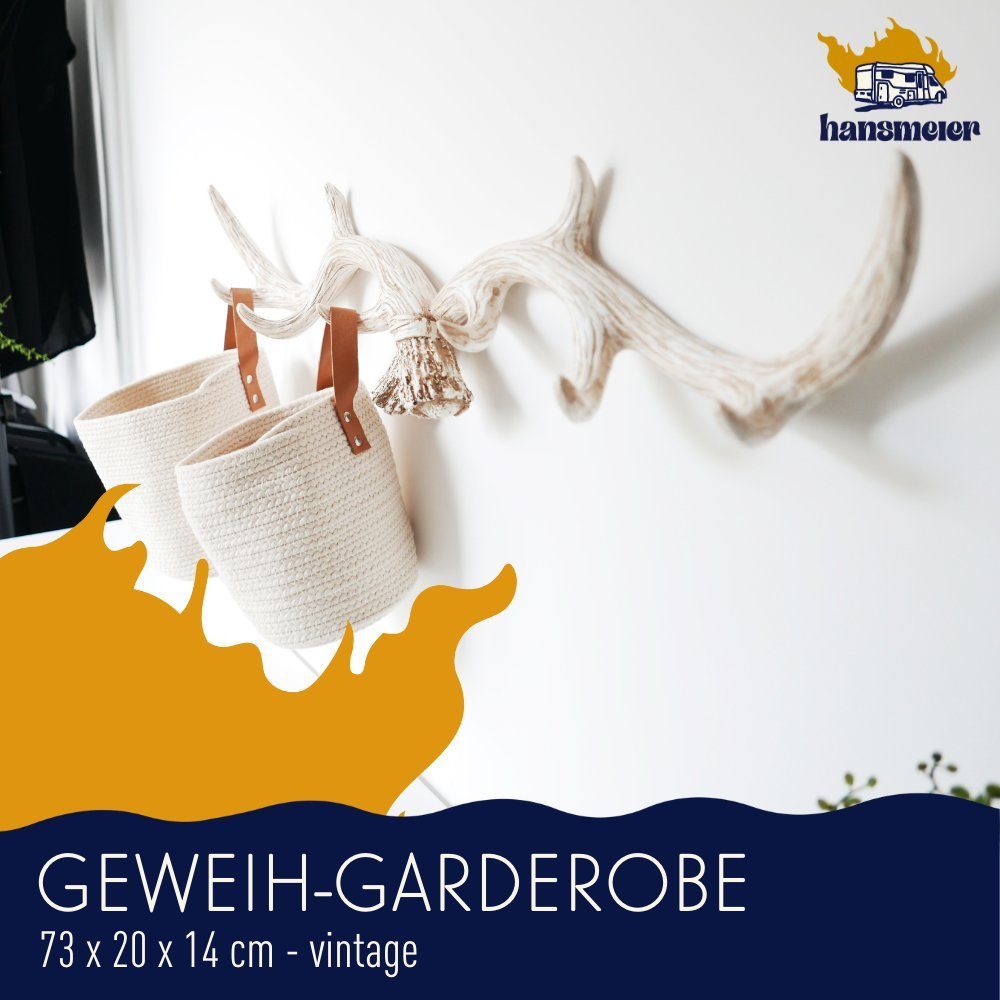 Hansmeier Wandgarderobe Geweih-Garderobe, Wanddekoration für Außen, Innen, Balkon & Garten