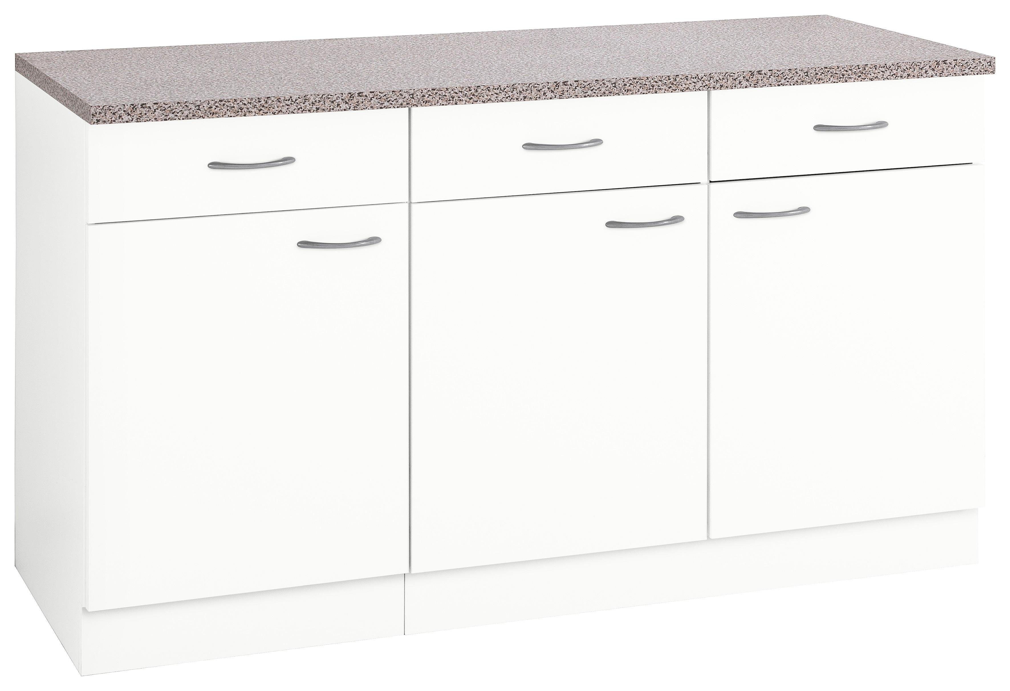 wiho Küchen Unterschrank Kiel 150 cm breit Weiß | Weiß | Unterschränke