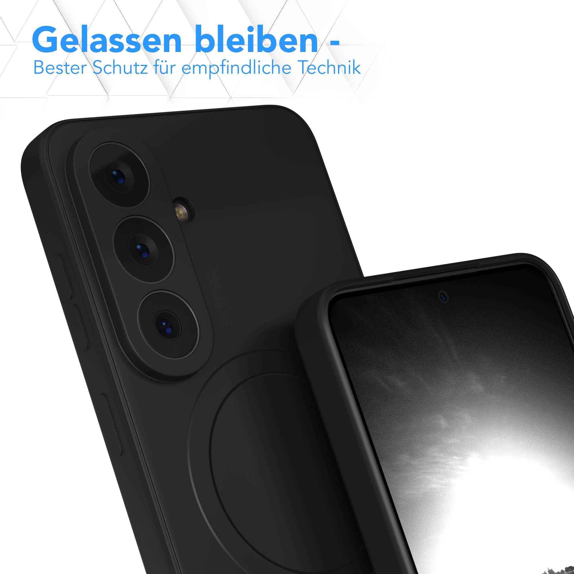 EAZY CASE Handyhülle MagSafe Silikon für Samsung Galaxy S26 6,3 Zoll, Schutzhülle mit MagSafe kratzfest Back Cover Kameraschutz Schwarz – Bild 4 von 5